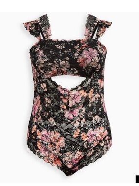 Torrid Floral Lace front cutout bodysuit